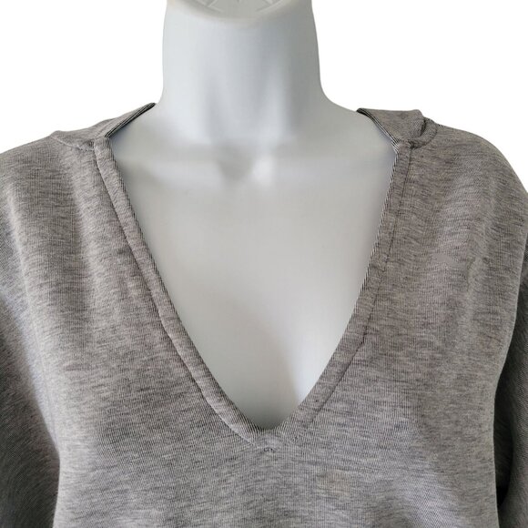 Puma Womens Gray V-Neck Crop Hooded Sweatshirt Pullover- SP - Picture 3 of 7